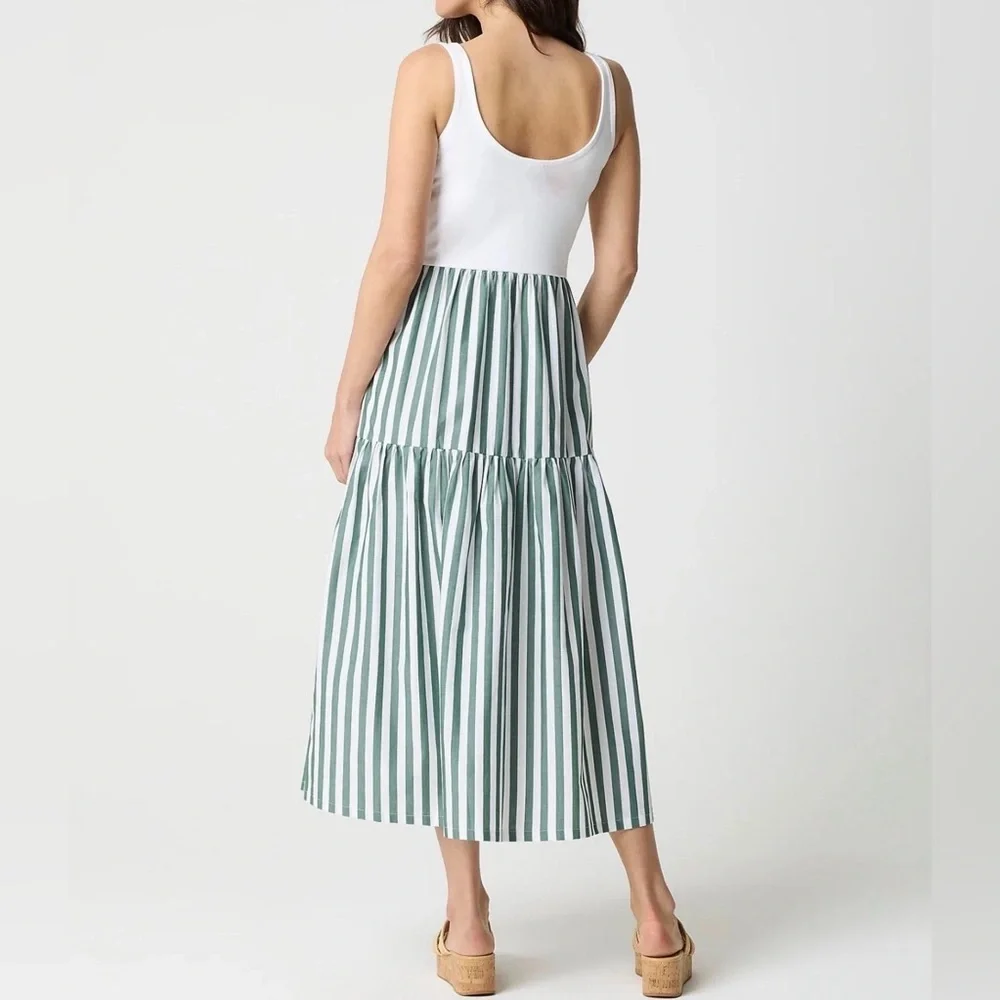 J Crew Mixy Striped Tiered Knit Midi Maxi Dress Beach Resort